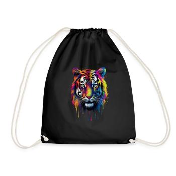 Rainbow Tiger - Drawstring Bag - black - Front