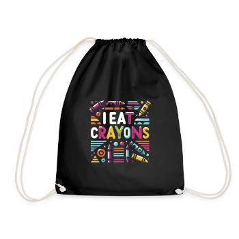 I Eat Crayons 9 - Drawstring Bag - black - Front