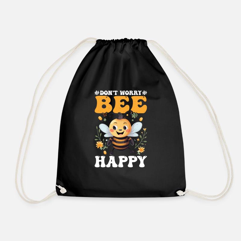 Don't Worry Bee Happy 53 - Turnbeutel - Schwarz