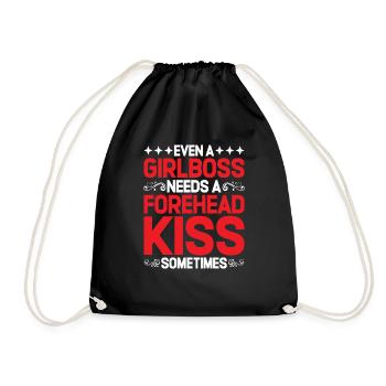 Even A Girlboss Needs A Forehead Kiss Sometimes - Drawstring Bag - black - Front