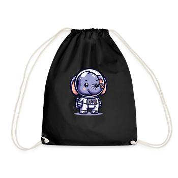 Cute Elephant Astronaut - Drawstring Bag - black - Front
