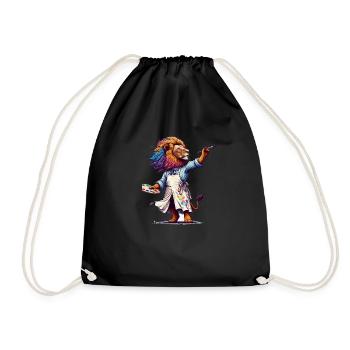 Cute Lion Artist - Drawstring Bag - black - Front