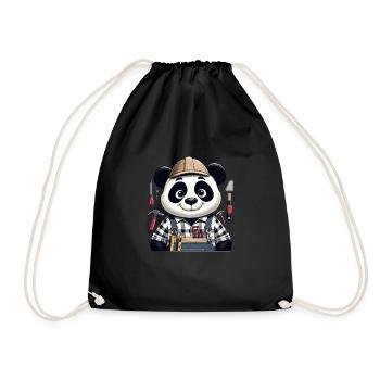 Artisan panda mignon - Sac de sport léger - noir - Devant