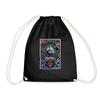 Passport Ready 10 - Drawstring Bag - black - Front