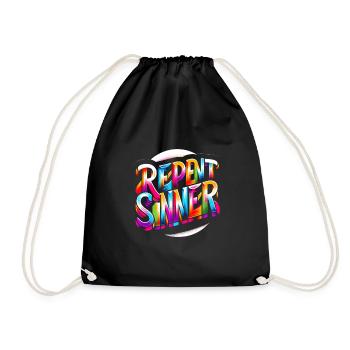 Repent Sinner 17 - Drawstring Bag - black - Front