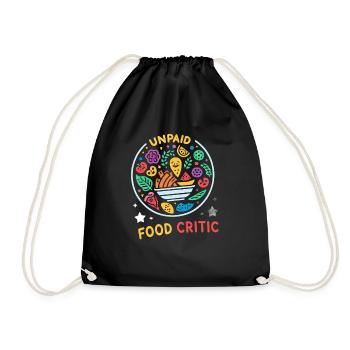 Unpaid Food Critic 16 - Drawstring Bag - black - Front