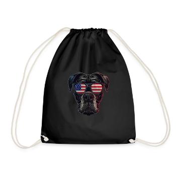 Boxer with American Sunglasses - Drawstring Bag - black - Front
