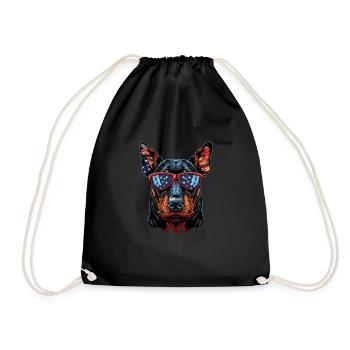 Doberman Pinscher with American Sunglasses - Drawstring Bag - black - Front