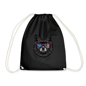 Pomeranian with American Sunglasses - Drawstring Bag - black - Front
