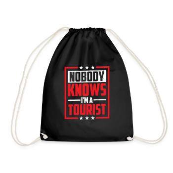 Nobody Knows I'm A Tourist 19 - Drawstring Bag - black - Front