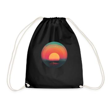 Rétro Coucher de soleil Extérieur Nature Années 80 Vintage - Sac de sport léger - noir - Devant