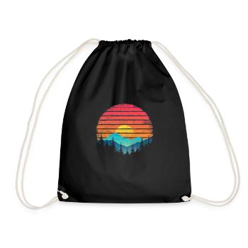 Coucher de soleil forêt montagne Extérieur Rétro des années 80 Vintage 2 - Sac de sport léger - noir - Devant