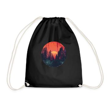 Sunset Forest Silhouette Extérieur Rétro Ambiance Années 80 - Sac de sport léger - noir - Devant