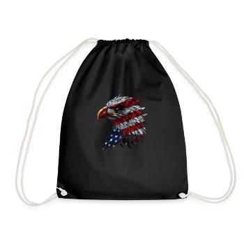 American Flag Freedom Eagle USA Pride 4 - Drawstring Bag - black - Front