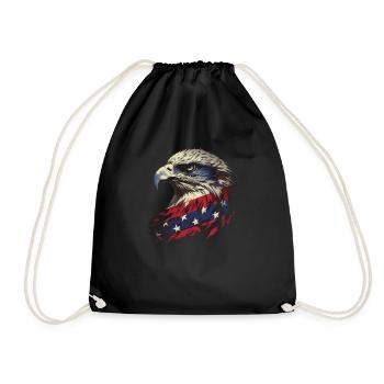 American Flag Freedom Eagle USA Pride 5 - Drawstring Bag - black - Front
