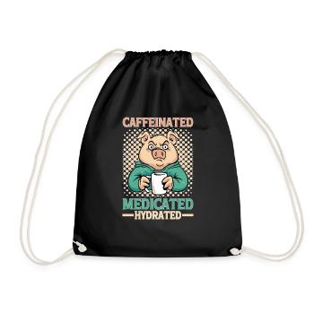 Caffeinated Medicated Hydrated - Drawstring Bag - black - Front