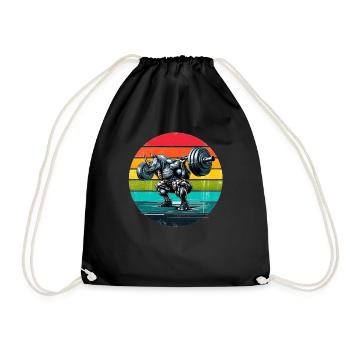 Strong Rhino Weightlifter Squat Gym Workout - Drawstring Bag - black - Front