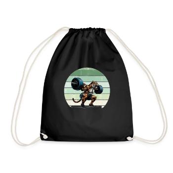 Strong Tiger Weightlifter Squat Gym Workout - Drawstring Bag - black - Front