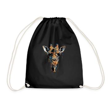Cool Sunglasses Giraffe Covered In Rainbow Paint - Drawstring Bag - black - Front