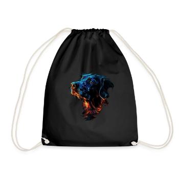 Chien rouge et bleu Art animalier féroce et vif - Sac de sport léger - noir - Devant