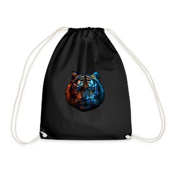 Tigre rouge et bleu Art animalier féroce et vif 2 - Sac de sport léger - noir - Devant