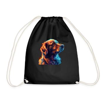 Red and Blue Golden Retriever Fierce - Drawstring Bag - black - Front