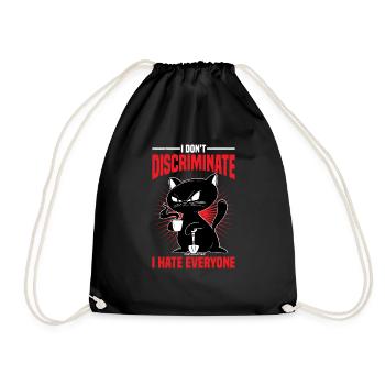I Don't Discriminate I Hate Everyone 26 - Drawstring Bag - black - Front