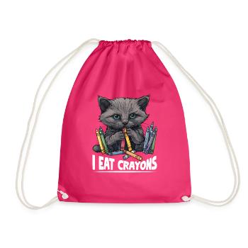 I Eat Crayons 28 - Drawstring Bag - fuchsia - Front