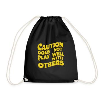 Caution Does Not Play Well With Others 91 - Drawstring Bag - black - Front