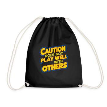 Caution Does Not Play Well With Others 93 - Drawstring Bag - black - Front
