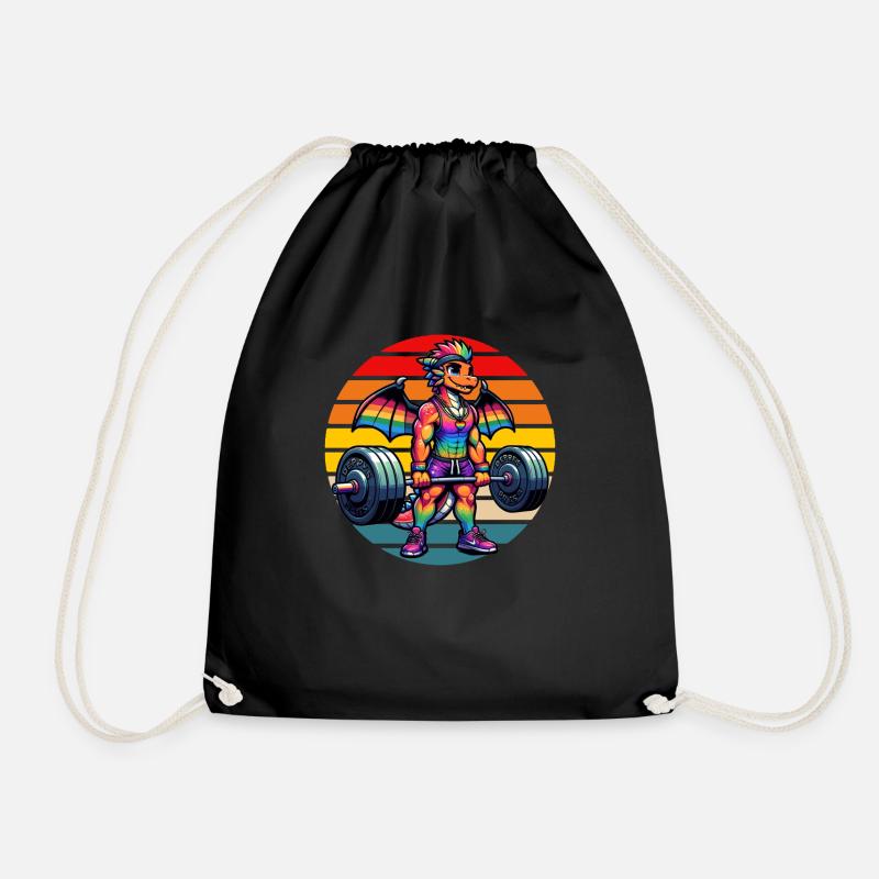 Strong Muscular Rainbow Dragon Lifting - Turnbeutel - Schwarz