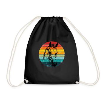 Vintage Sunset Horse Retro - Drawstring Bag - black - Front