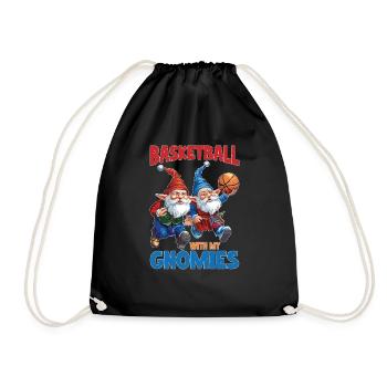 Basketball With My Gnomies - Drawstring Bag - black - Front