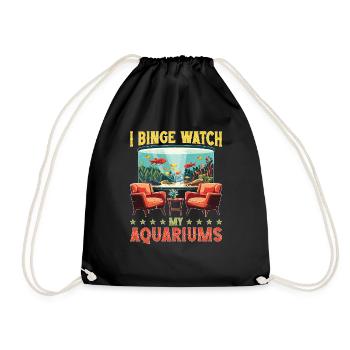 I Binge Watch My Aquariums 2 - Drawstring Bag - black - Front