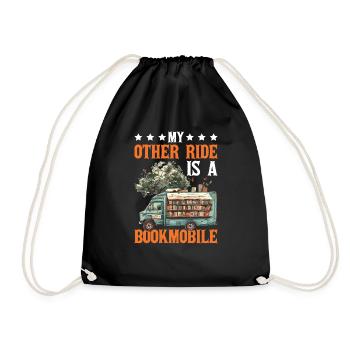 My Other Ride Is A Bookmobile 2 - Drawstring Bag - black - Front