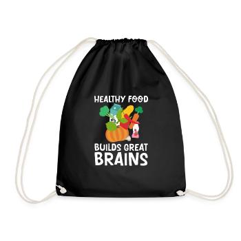 Healthy Foods Build Great Brains 2 - Drawstring Bag - black - Front