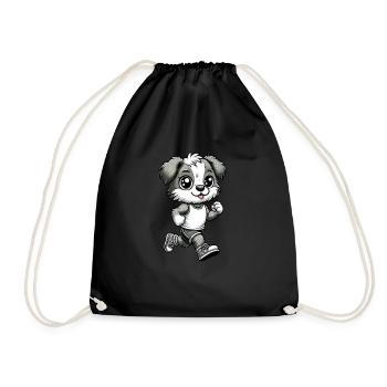 Cute Marathon Runner Dog - Turnbeutel - Schwarz - Vorne
