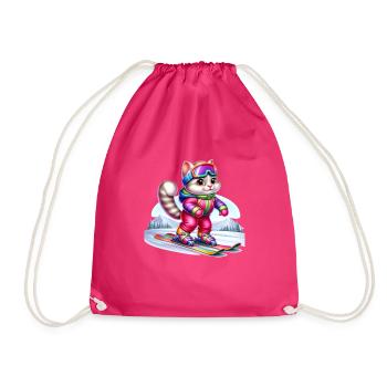 Cute Skier Cat - Turnbeutel - Fuchsia - Vorne