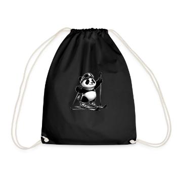 Cute Skier Panda - Turnbeutel - Schwarz - Vorne