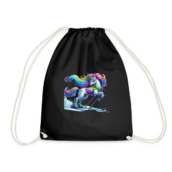 Cute Skier Unicorn - Turnbeutel - Schwarz - Vorne
