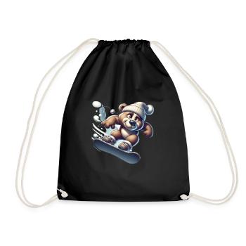 Ours snowboarder mignon - Sac de sport léger - noir - Devant