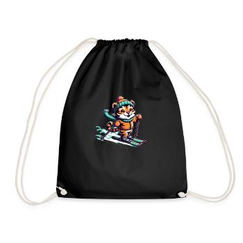 Cute Skier Tiger - Turnbeutel - Schwarz - Vorne
