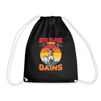 God Bless These Gains 2 - Drawstring Bag - black - Front