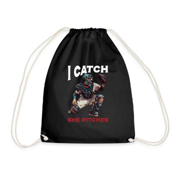 I Catch She Pitches 2 - Turnbeutel - Schwarz - Vorne