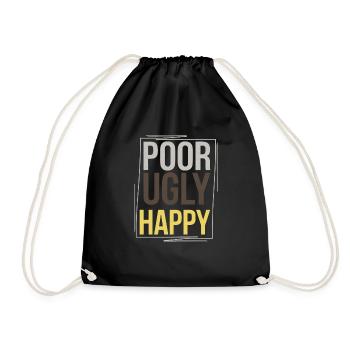 Poor Ugly Happy 4 - Turnbeutel - Schwarz - Vorne