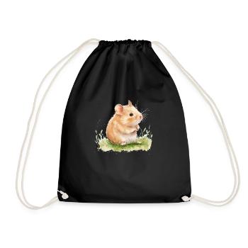 Cute Baby Hamster Watercolor - Turnbeutel - Schwarz - Vorne