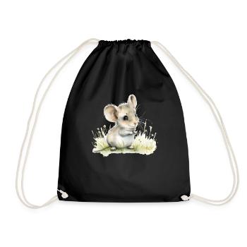Cute Baby Mouse Watercolor - Turnbeutel - Schwarz - Vorne