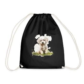 Cute Puppy Poodle Watercolor - Turnbeutel - Schwarz - Vorne
