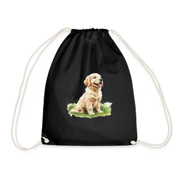 Cute Puppy Golden Retriever Watercolor - Turnbeutel - Schwarz - Vorne