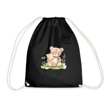 Cute Bear And Cat Friends - Turnbeutel - Schwarz - Vorne